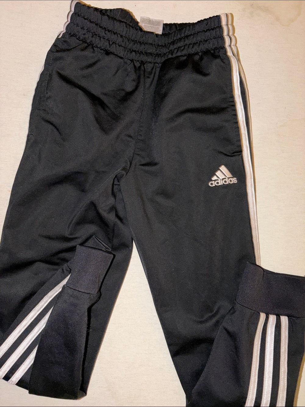 Kids Size S adidas Black Sweatpants with White Side Stripes
